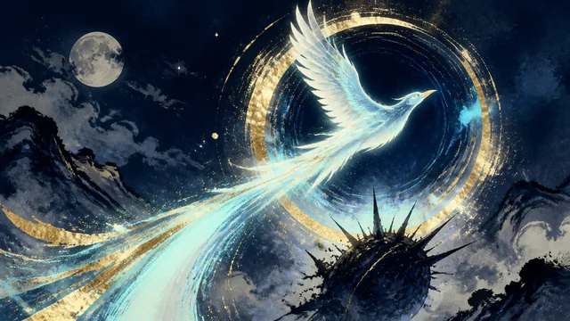 光の鳥を羽ばたかせ星門をくぐるルミナバード
