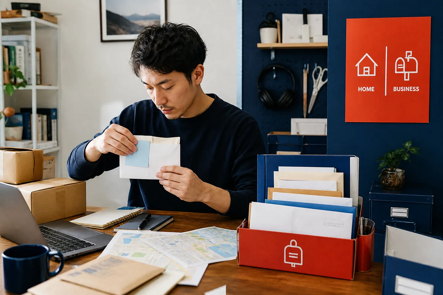 自宅住所と事業用郵便を分けて管理する個人事業主